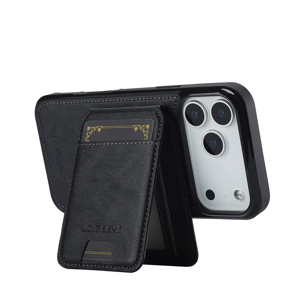 LC.IMEEKE L3 For iPhone 17 Pro Max Magnetic Case Detachable Card Holder Leather TPU Mobile Cover - Black