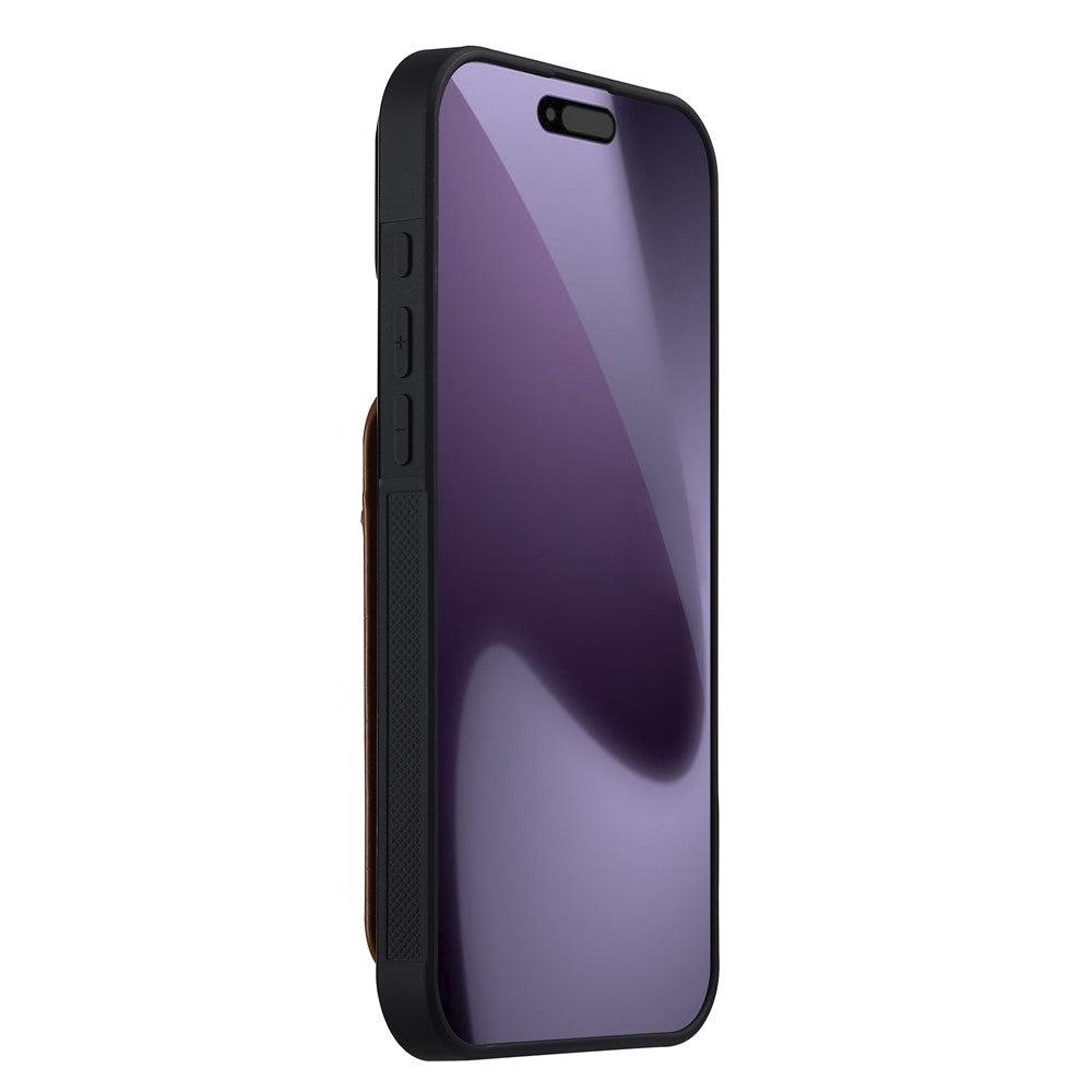 LC.IMEEKE L3 For iPhone 17 Pro Max Magnetic Case Detachable Card Holder Leather TPU Mobile Cover - Brown