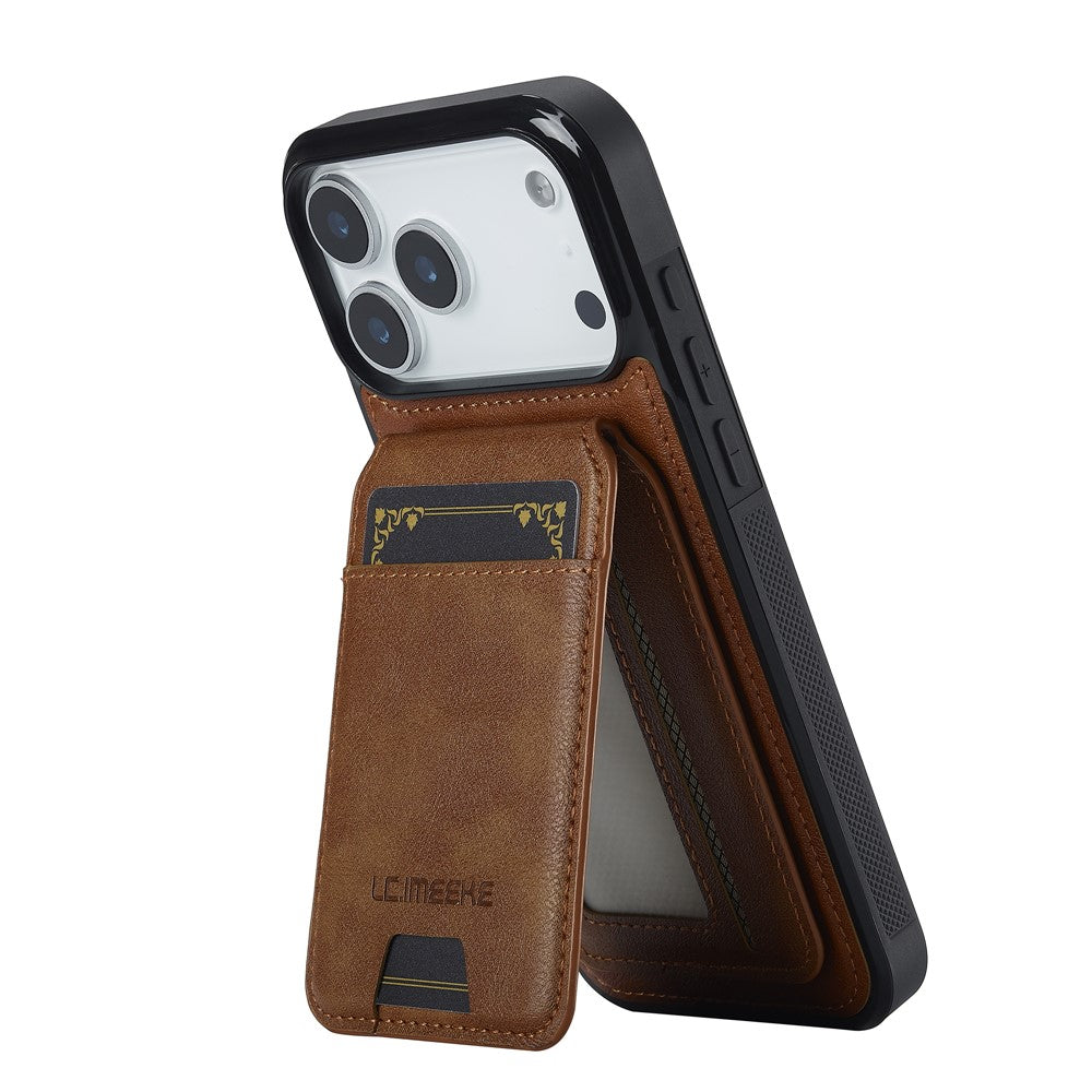 LC.IMEEKE L3 For iPhone 17 Pro Max Magnetic Case Detachable Card Holder Leather TPU Mobile Cover - Brown