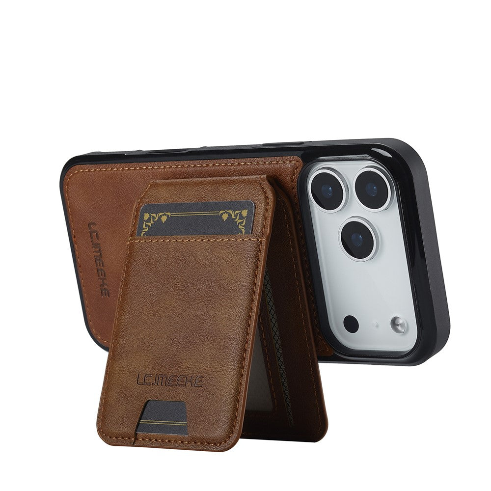 LC.IMEEKE L3 For iPhone 17 Pro Max Magnetic Case Detachable Card Holder Leather TPU Mobile Cover - Brown