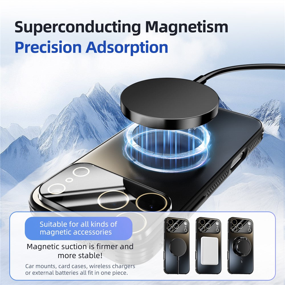 ABEEL For iPhone 17 Pro Max Magnetic Case TPU PC Cooling Matte Phone Back Cover with Lens Film - White