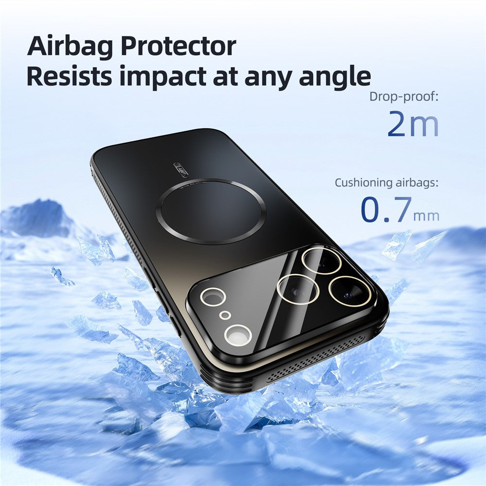 ABEEL For iPhone 17 Pro Max Magnetic Case TPU PC Cooling Matte Phone Back Cover with Lens Film - White