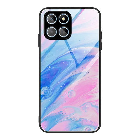 For Honor X8 5G Marble Pattern Printing Phone Case Soft TPU Bumper Shockproof Tempered Glass Back Cover - DL05