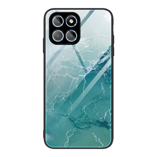 For Honor X8 5G Marble Pattern Printing Phone Case Soft TPU Bumper Shockproof Tempered Glass Back Cover - DL04