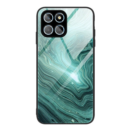 For Honor X8 5G Marble Pattern Printing Phone Case Soft TPU Bumper Shockproof Tempered Glass Back Cover - DL02