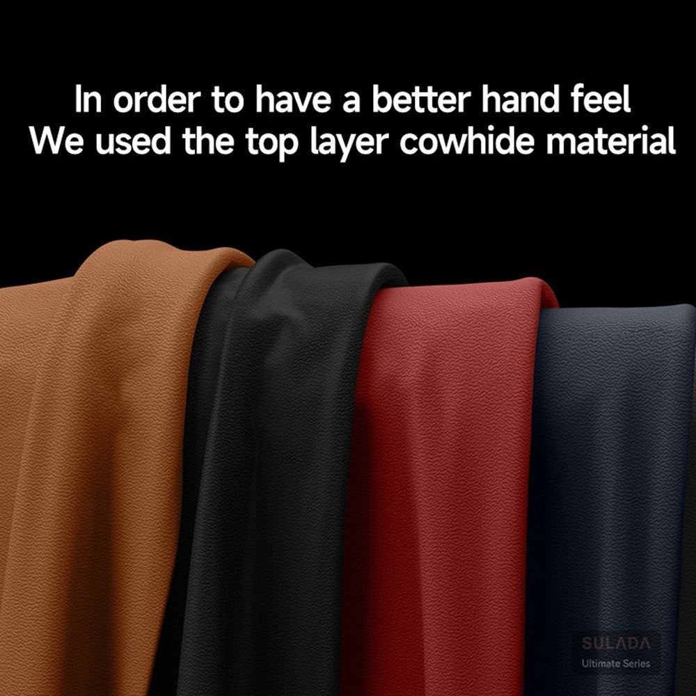 SULADA For Samsung Galaxy Z Fold7 5G Case Genuine Cow Leather Frameless Phone Back Cover - Brown