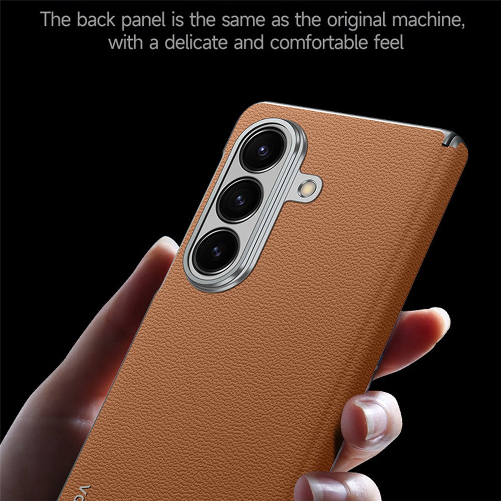 SULADA For Samsung Galaxy Z Fold7 5G Case Genuine Cow Leather Frameless Phone Back Cover - Red