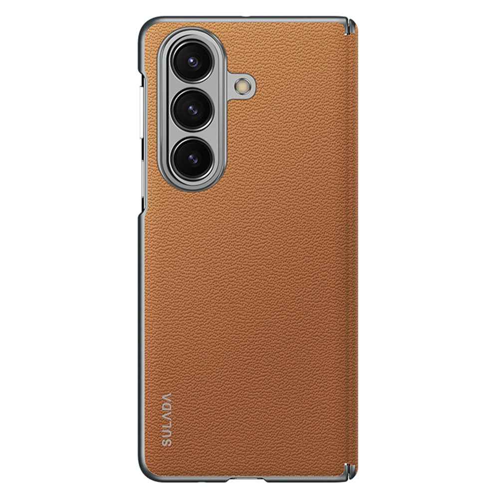 SULADA For Samsung Galaxy Z Fold7 5G Case Genuine Cow Leather Frameless Phone Back Cover - Sapphire