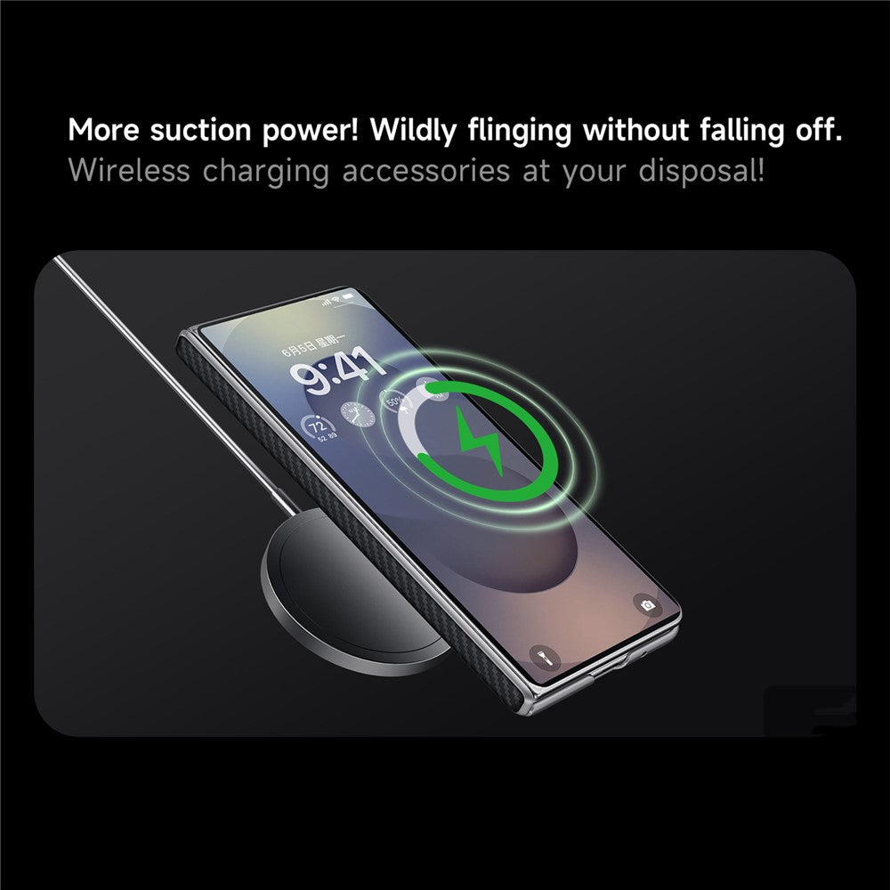 SULADA For Samsung Galaxy Z Fold7 5G Case Compatible with MagSafe Kickstand PU + PC Phone Cover Carbon Fiber Texture - Sapphire