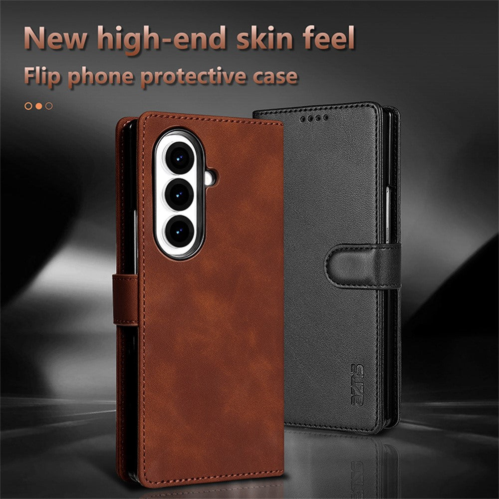 AZNS For Samsung Galaxy Z Fold7 5G Case PU Leather Wallet Phone Cover - Rose Gold