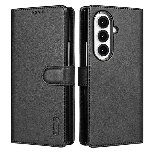AZNS For Samsung Galaxy Z Fold7 5G Case PU Leather Wallet Phone Cover - Black