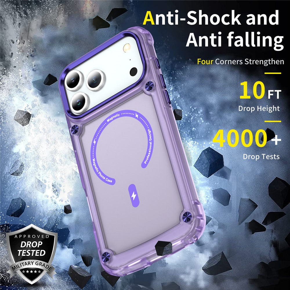 For iPhone 17 Pro Max Case Skin Touch TPU + PC Phone Cover with C-type Magnetic Ring - Transparent Purple