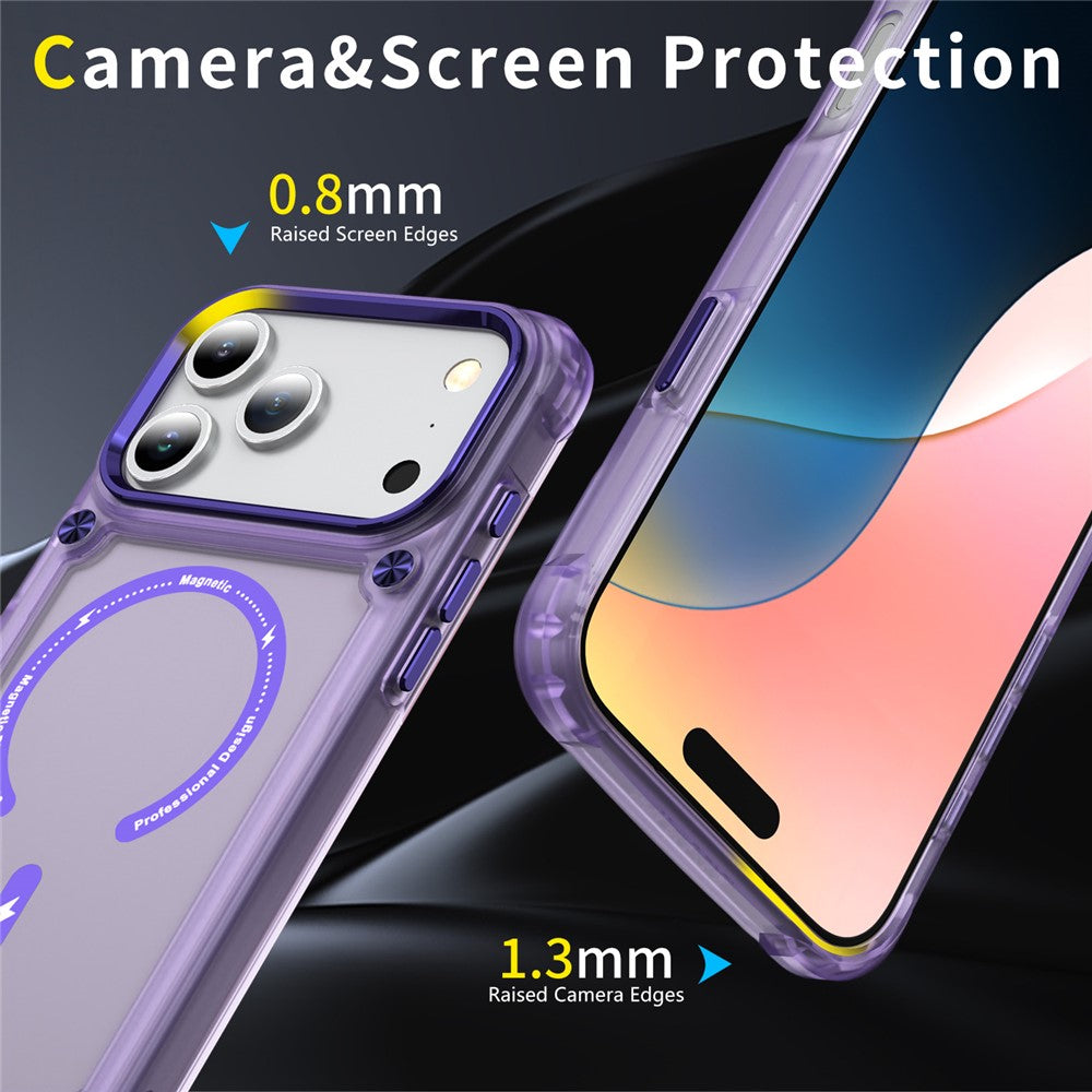 For iPhone 17 Pro Max Case Skin Touch TPU + PC Phone Cover with C-type Magnetic Ring - Transparent Purple