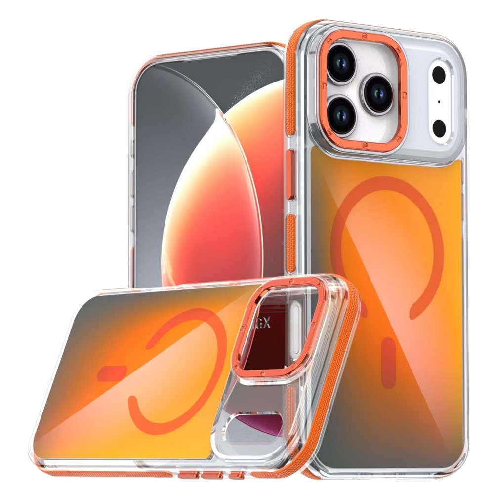 For iPhone 17 Pro Max Case Compatible with MagSafe Color Changing TPU Acrylic Phone Back Cover - Orange