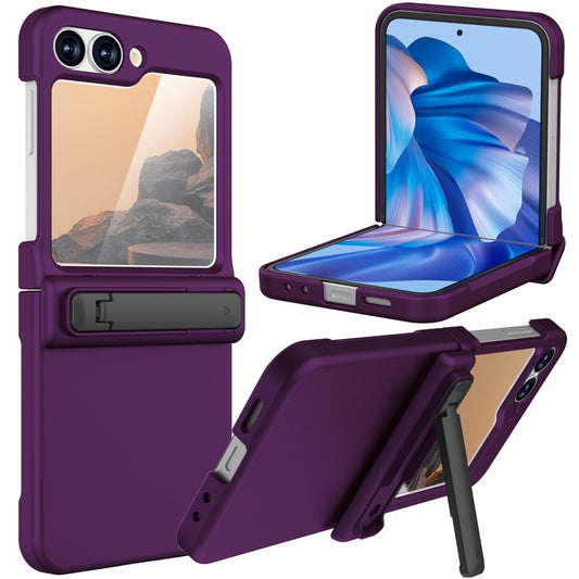 GW18 For Samsung Galaxy Z Flip7 FE 5G  /  Flip6 5G Case Rubberized Hard PC Kickstand Phone Cover - Dark Purple