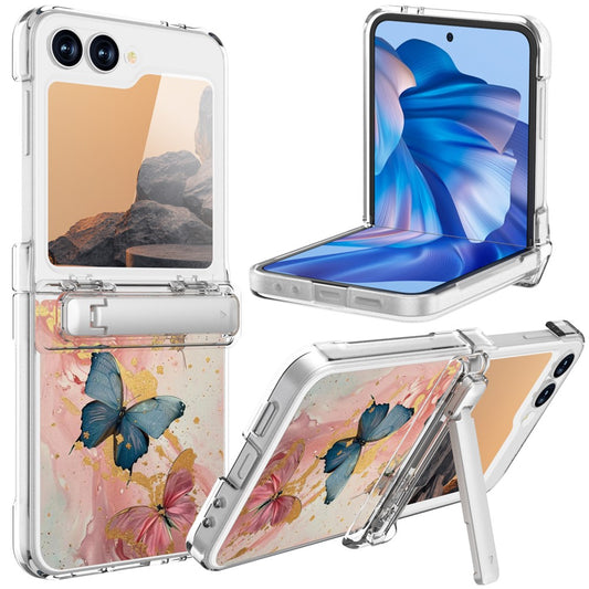 GW181 For Samsung Galaxy Z Flip7 FE 5G  /  Flip6 5G Case with Pattern Design Kickstand Hard PC Phone Cover - Butterfly