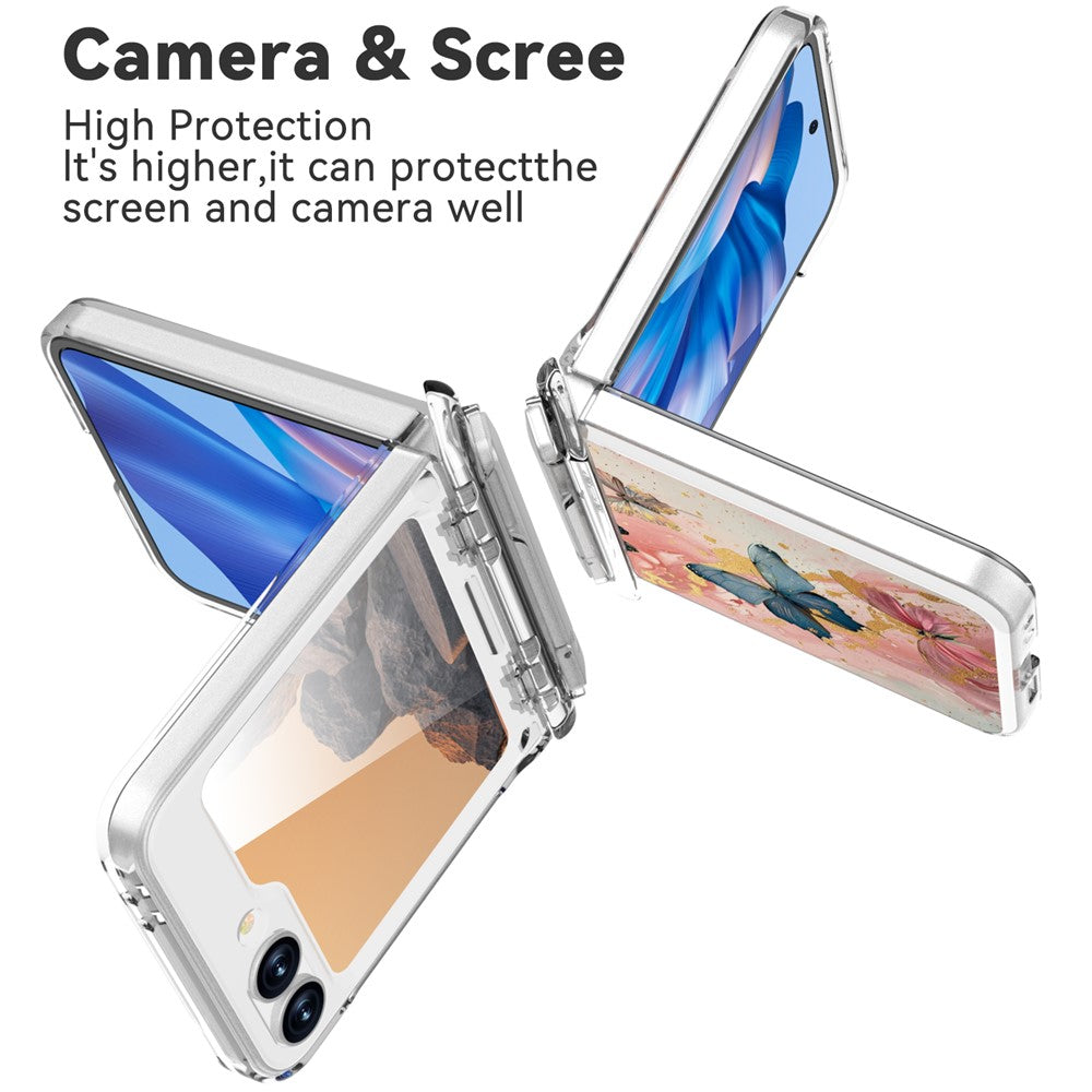 GW181 For Samsung Galaxy Z Flip7 FE 5G  /  Flip6 5G Case with Pattern Design Kickstand Hard PC Phone Cover - Butterfly