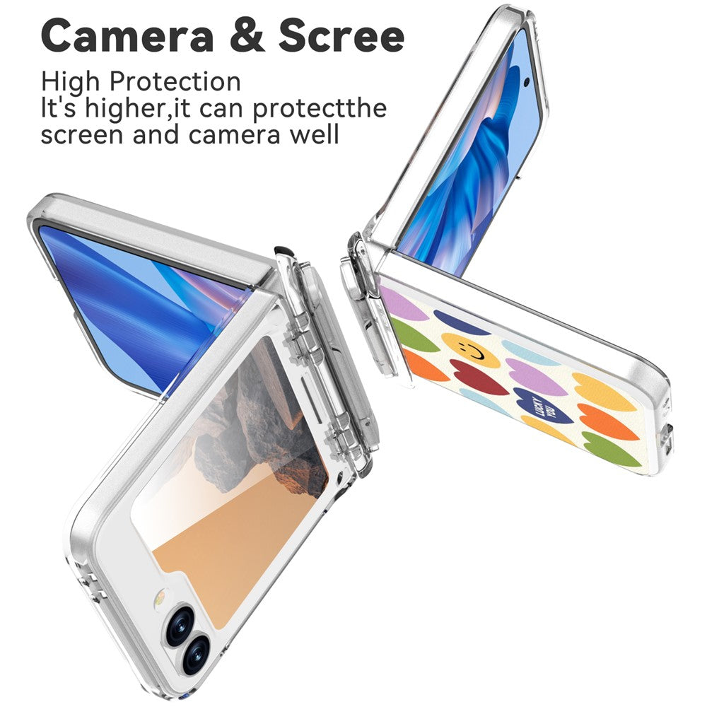 GW181 For Samsung Galaxy Z Flip7 FE 5G  /  Flip6 5G Case with Pattern Design Kickstand Hard PC Phone Cover - Small Hearts