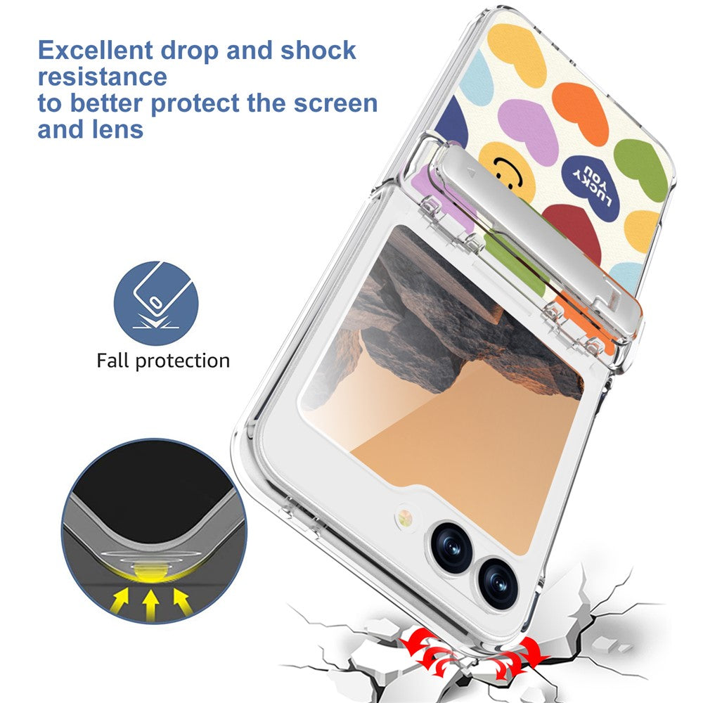 GW181 For Samsung Galaxy Z Flip7 FE 5G  /  Flip6 5G Case with Pattern Design Kickstand Hard PC Phone Cover - Small Hearts
