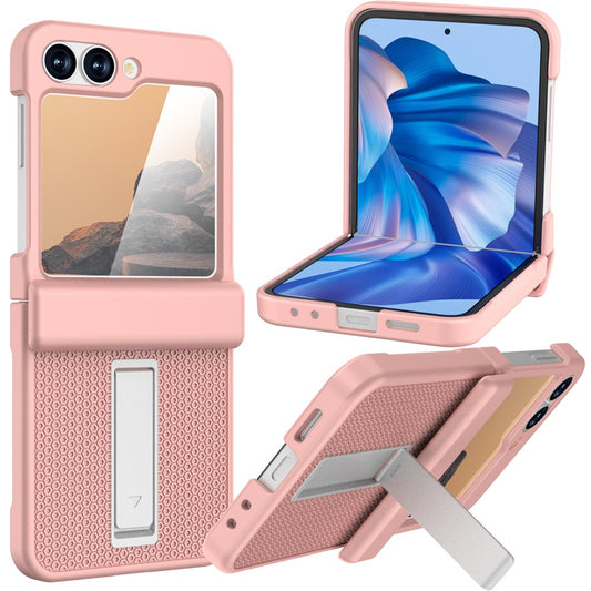 GW182 For Samsung Galaxy Z Flip7 FE 5G  /  Flip6 5G Kickstand Case Solid Color Hard PC Phone Back Cover - Pink