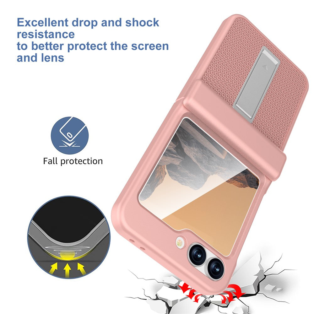 GW182 For Samsung Galaxy Z Flip7 FE 5G  /  Flip6 5G Kickstand Case Solid Color Hard PC Phone Back Cover - Pink