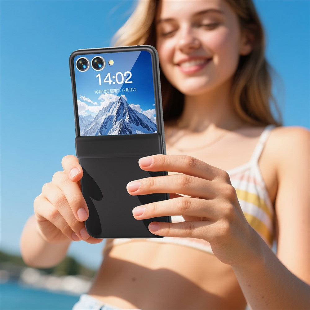 For Samsung Galaxy Z Flip7 5G Case Hinge Protection Hard PC Phone Cover Built-In Screen Film - Black