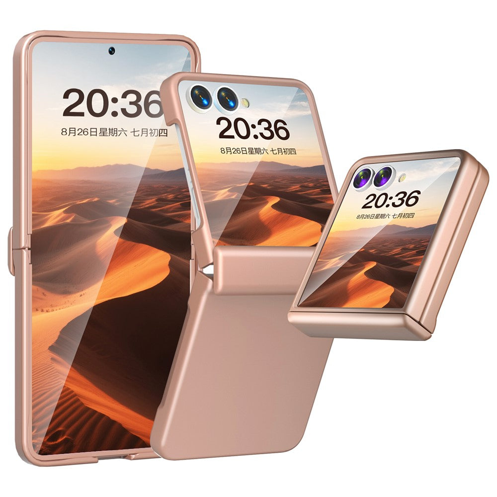 For Samsung Galaxy Z Flip7 5G Case Hinge Protection Hard PC Phone Cover Built-In Screen Film - Rose Gold