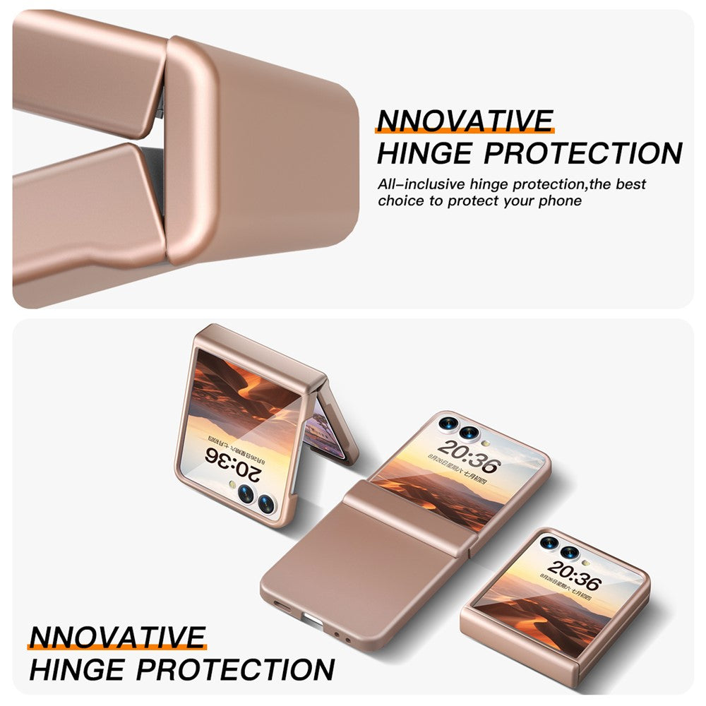 For Samsung Galaxy Z Flip7 5G Case Hinge Protection Hard PC Phone Cover Built-In Screen Film - Rose Gold