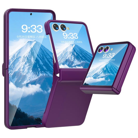For Samsung Galaxy Z Flip7 5G Case Hinge Protection Hard PC Phone Cover Built-In Screen Film - Dark Purple