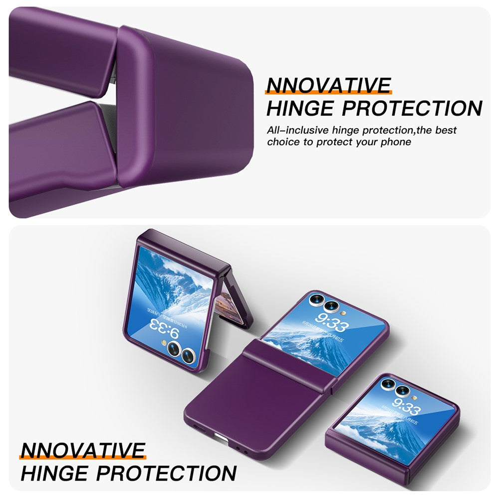 For Samsung Galaxy Z Flip7 5G Case Hinge Protection Hard PC Phone Cover Built-In Screen Film - Dark Purple