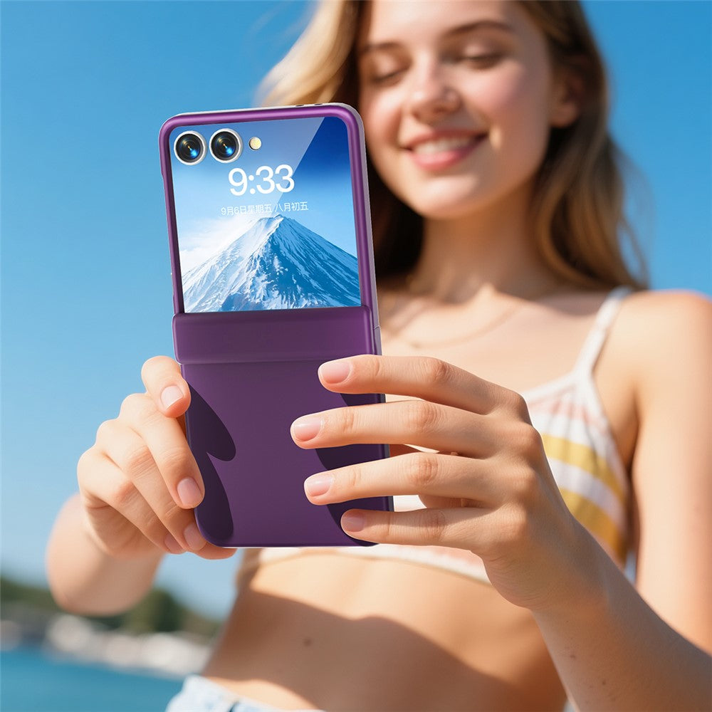 For Samsung Galaxy Z Flip7 5G Case Hinge Protection Hard PC Phone Cover Built-In Screen Film - Dark Purple