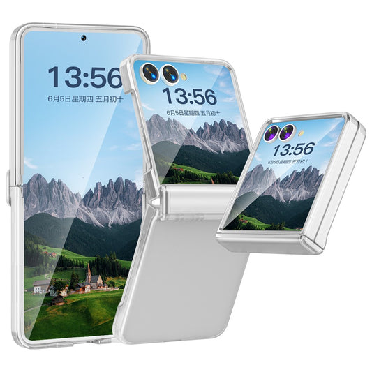 For Samsung Galaxy Z Flip7 5G Case Hinge Protection Hard PC Phone Cover Built-In Screen Film - Clear