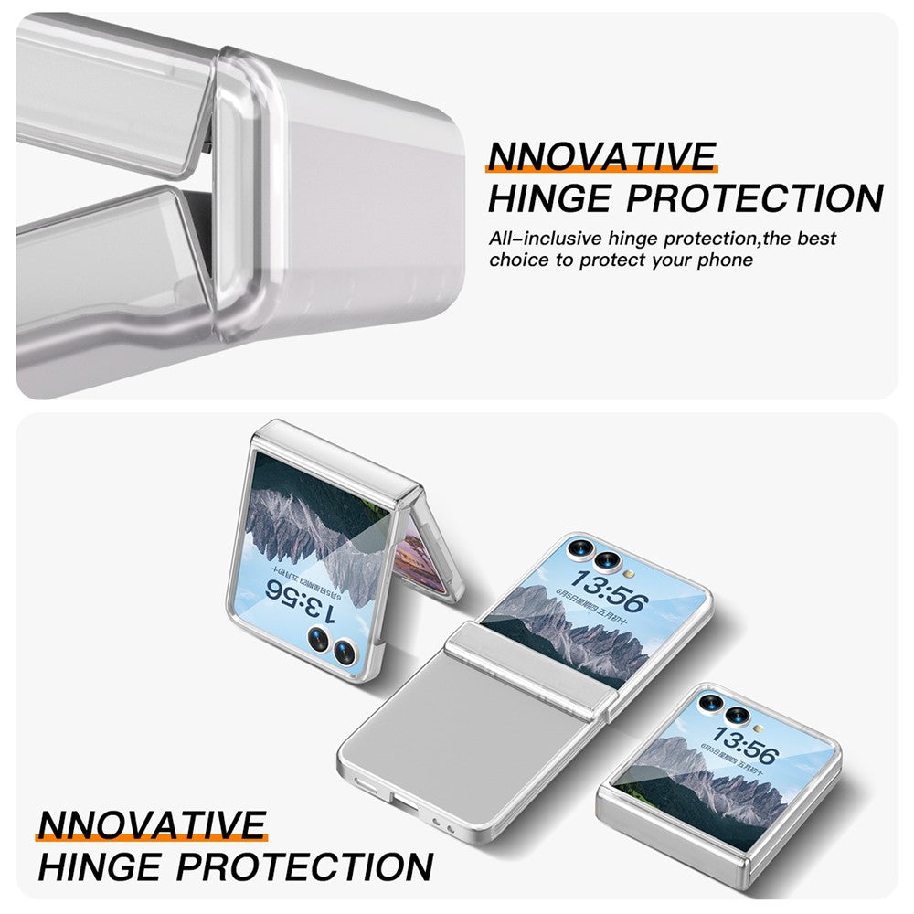 For Samsung Galaxy Z Flip7 5G Case Hinge Protection Hard PC Phone Cover Built-In Screen Film - Clear