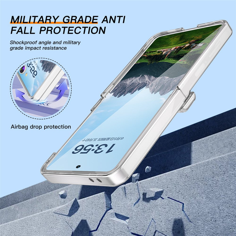 For Samsung Galaxy Z Flip7 5G Case Hinge Protection Hard PC Phone Cover Built-In Screen Film - Clear