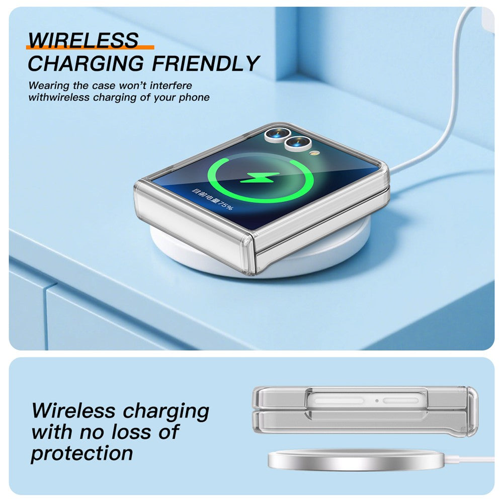 For Samsung Galaxy Z Flip7 5G Case Hinge Protection Hard PC Phone Cover Built-In Screen Film - Clear