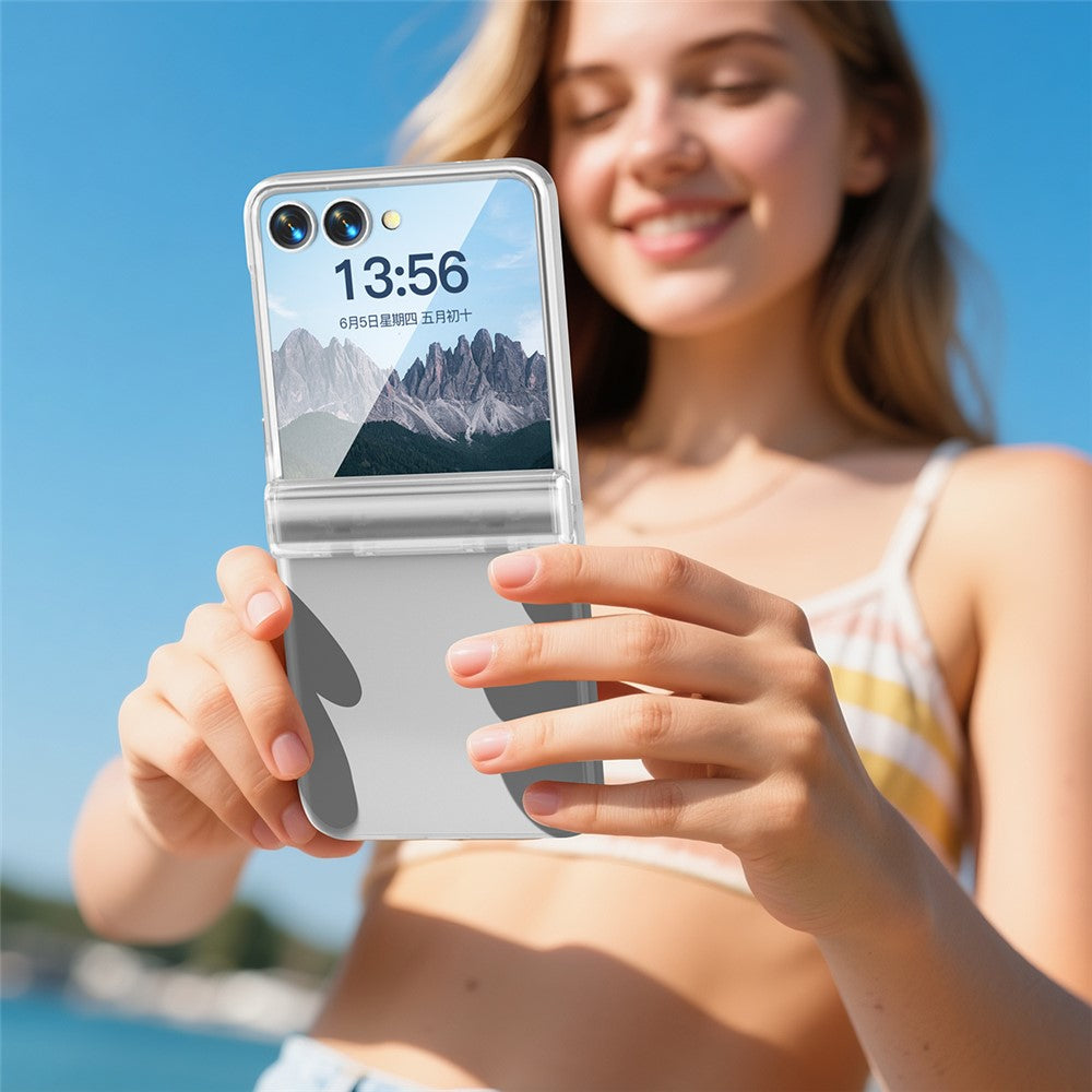 For Samsung Galaxy Z Flip7 5G Case Hinge Protection Hard PC Phone Cover Built-In Screen Film - Clear