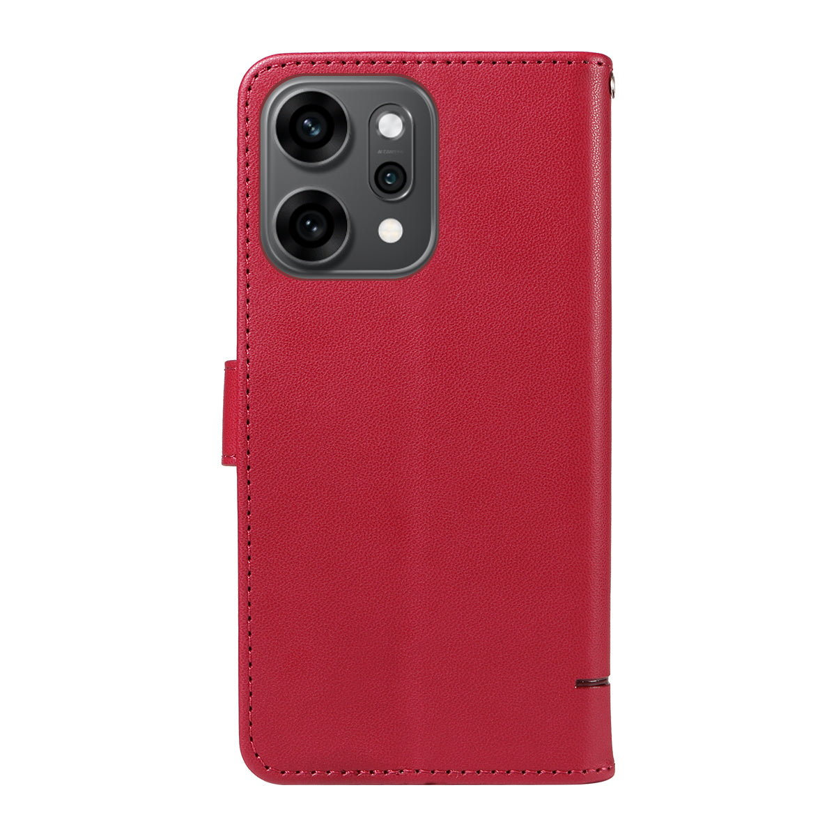 For Oppo Reno14 Pro 5G (China) / Oppo Reno14 Pro 5G (Global) Case Cat Pattern Imprint Leather Phone Cover with Wrist Strap - Red