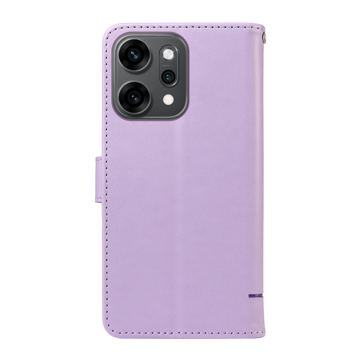 For Oppo Reno14 Pro 5G (China) / Oppo Reno14 Pro 5G (Global) Case Cat Pattern Imprint Leather Phone Cover with Wrist Strap - Purple