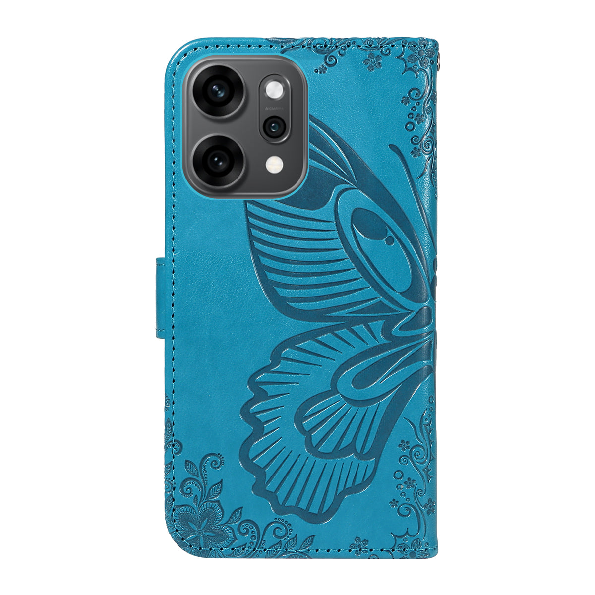 For Oppo Reno14 Pro 5G (China) / Oppo Reno14 Pro 5G (Global) Case Butterfly Pattern PU Leather Folio Flip Phone Cover -  Blue
