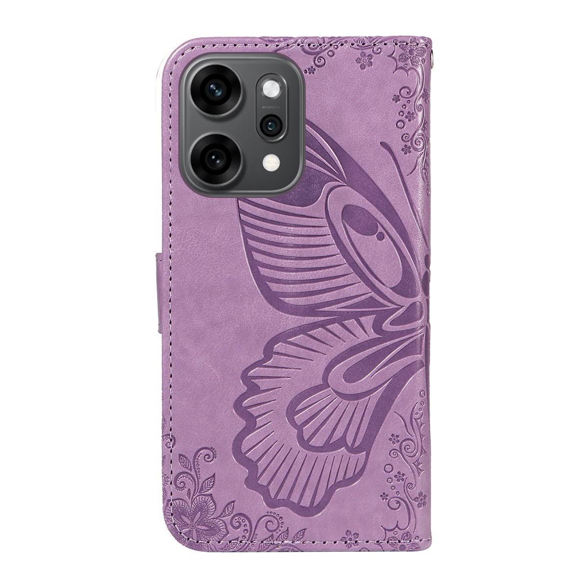 For Oppo Reno14 Pro 5G (China) / Oppo Reno14 Pro 5G (Global) Case Butterfly Pattern PU Leather Folio Flip Phone Cover -  Light Purple