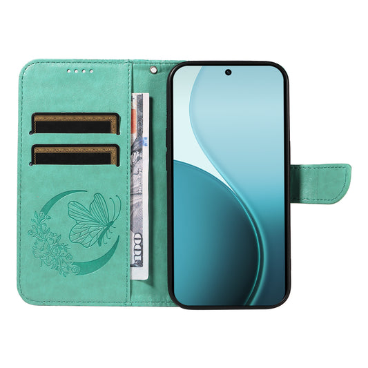 For Oppo Reno14 Pro 5G (China) / Oppo Reno14 Pro 5G (Global) Case Butterfly Pattern PU Leather Folio Flip Phone Cover -  Green