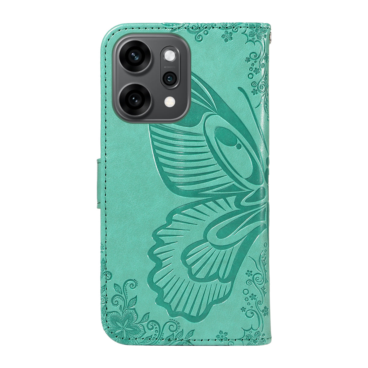 For Oppo Reno14 Pro 5G (China) / Oppo Reno14 Pro 5G (Global) Case Butterfly Pattern PU Leather Folio Flip Phone Cover -  Green