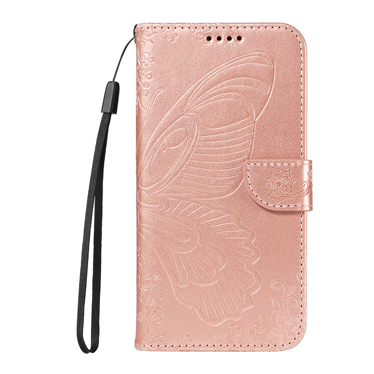 For Oppo Reno14 Pro 5G (China) / Oppo Reno14 Pro 5G (Global) Case Butterfly Pattern PU Leather Folio Flip Phone Cover -  Rose Gold