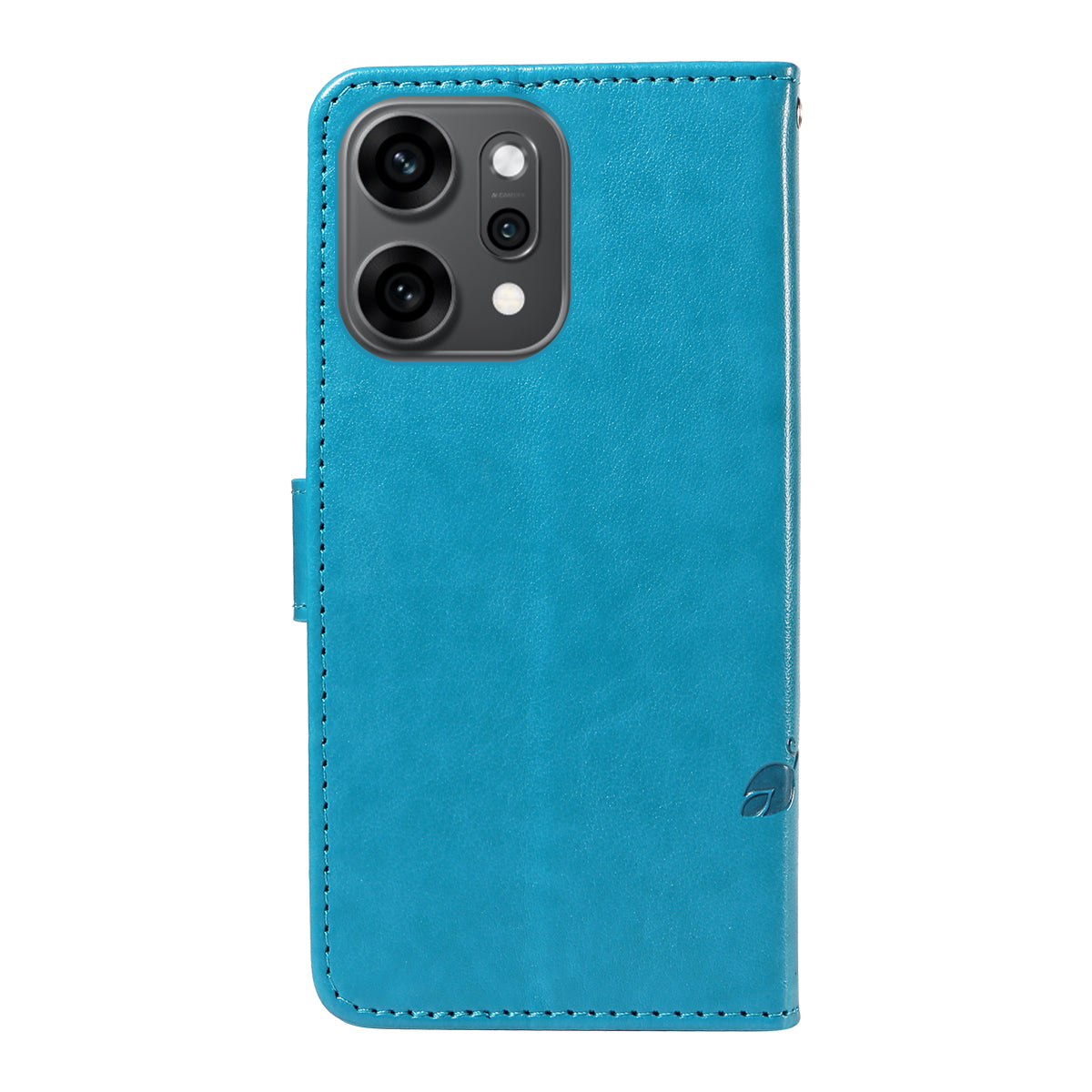 For Oppo Reno14 Pro 5G (China) / Oppo Reno14 Pro 5G (Global) PU Leather Cases Flower Pattern Wallet Stand Phone Cover with Strap - Blue