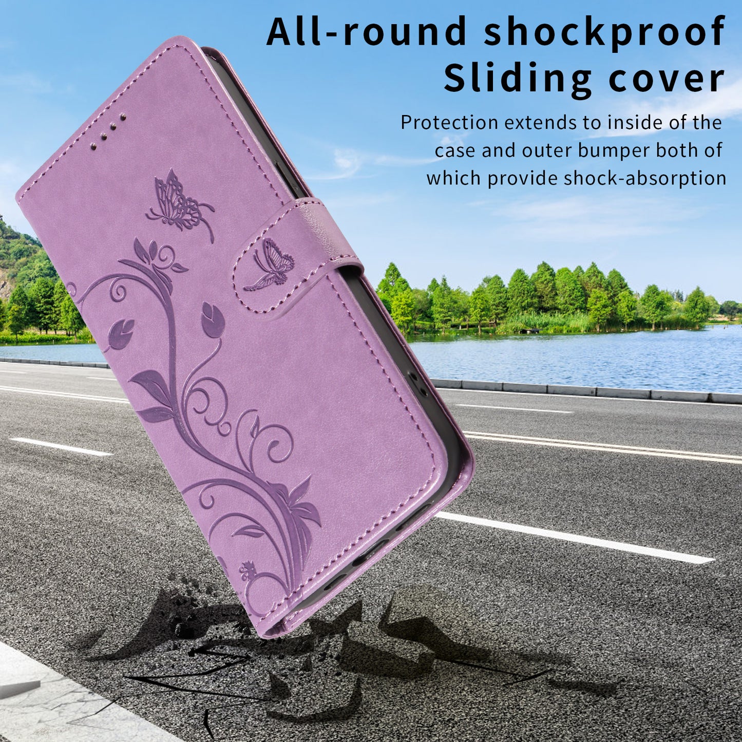 For Oppo Reno14 Pro 5G (China) / Oppo Reno14 Pro 5G (Global) PU Leather Cases Flower Pattern Wallet Stand Phone Cover with Strap -  Light Purple