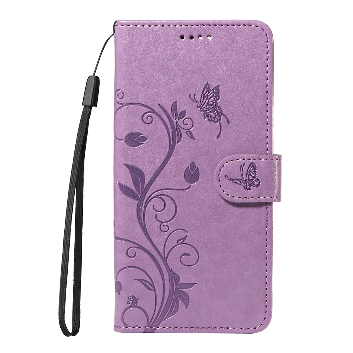 For Oppo Reno14 Pro 5G (China) / Oppo Reno14 Pro 5G (Global) PU Leather Cases Flower Pattern Wallet Stand Phone Cover with Strap -  Light Purple