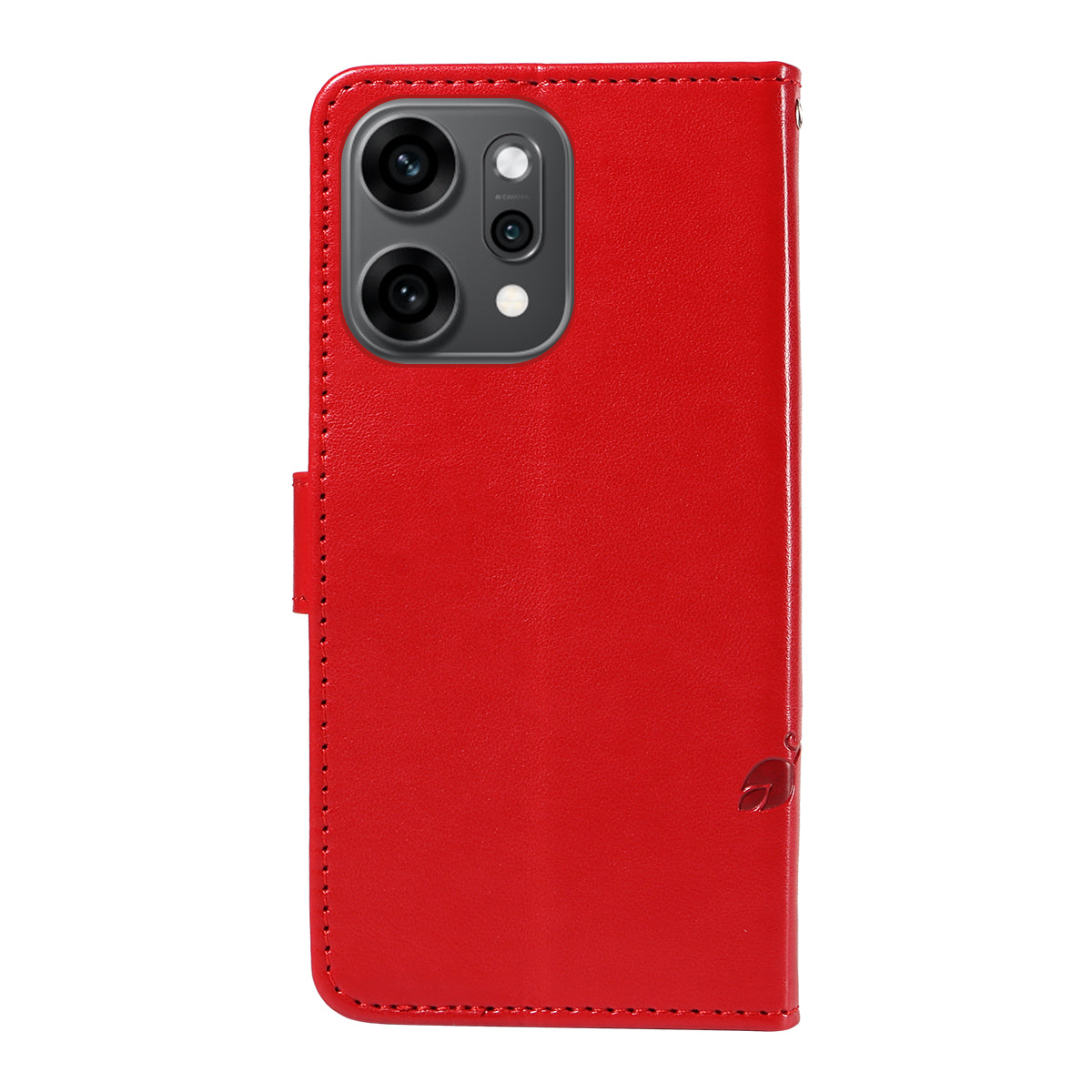 For Oppo Reno14 Pro 5G (China) / Oppo Reno14 Pro 5G (Global) PU Leather Cases Flower Pattern Wallet Stand Phone Cover with Strap - Red