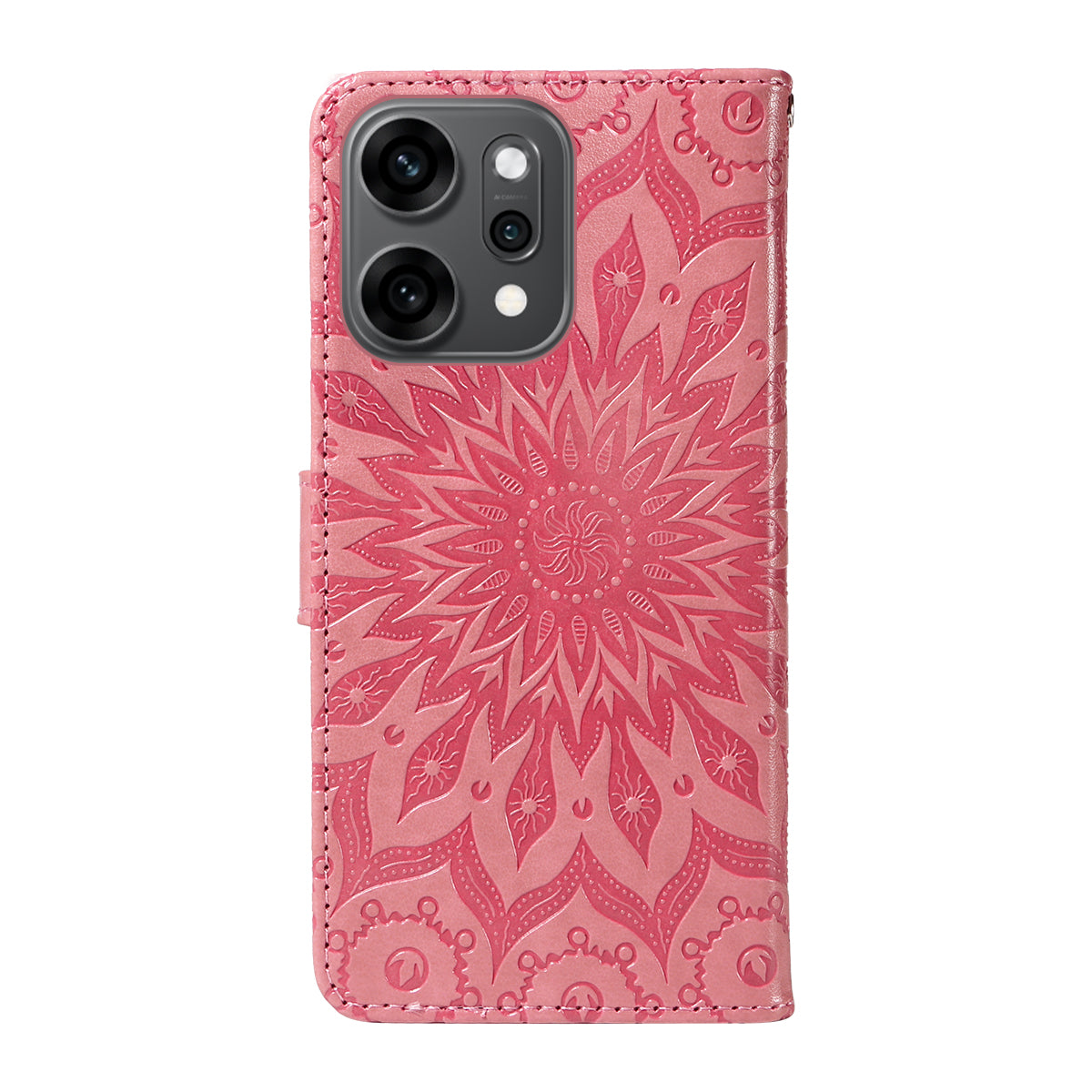 For Oppo Reno14 Pro 5G (China) / Oppo Reno14 Pro 5G (Global) Leather Wallet Case Sunflower Imprinted Phone Cover - Pink