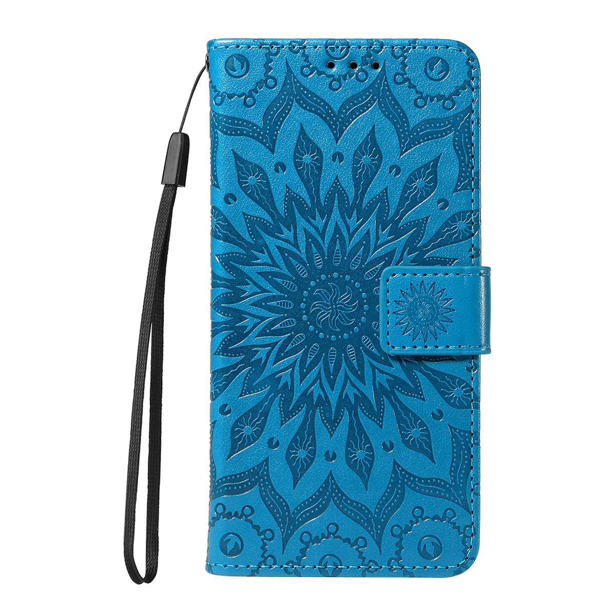 For Oppo Reno14 Pro 5G (China) / Oppo Reno14 Pro 5G (Global) Leather Wallet Case Sunflower Imprinted Phone Cover - Blue