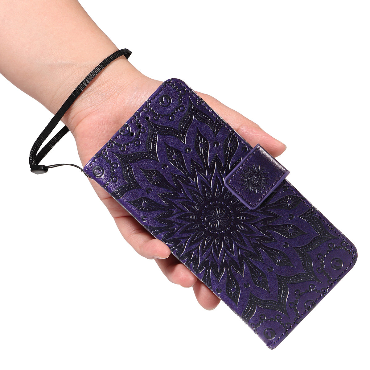 For Oppo Reno14 Pro 5G (China) / Oppo Reno14 Pro 5G (Global) Leather Wallet Case Sunflower Imprinted Phone Cover - Purple